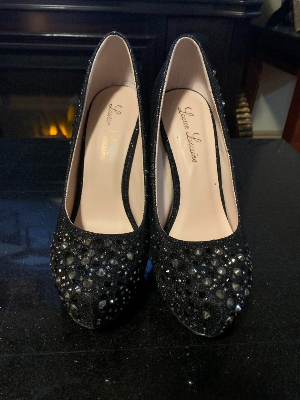 NWOT Black Rhinestone Heels